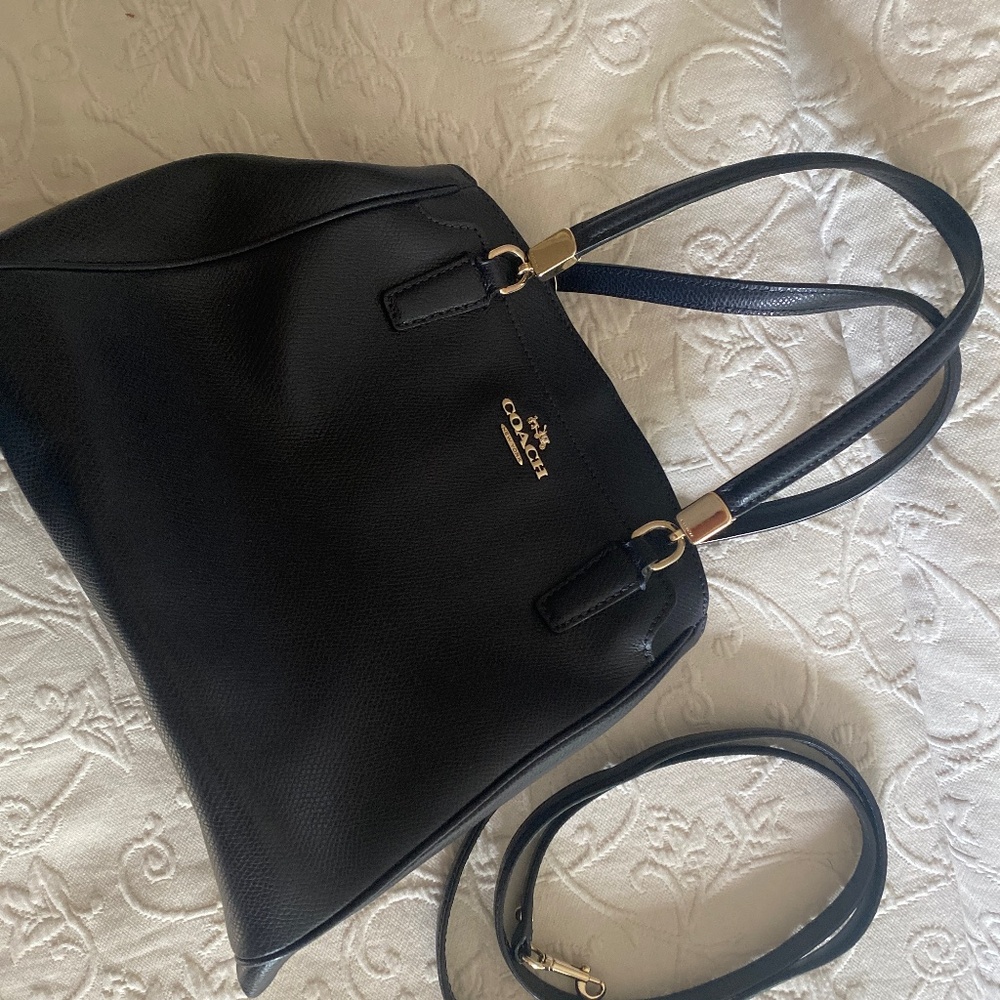 Classic navy blue leather Coach purse